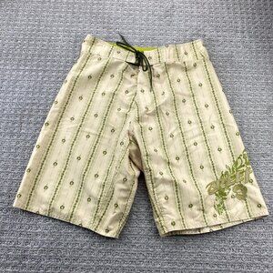 Reef Swim Trunks Men Size 31 Yellow Floral Bathing Suit Shorts Beach Surfing